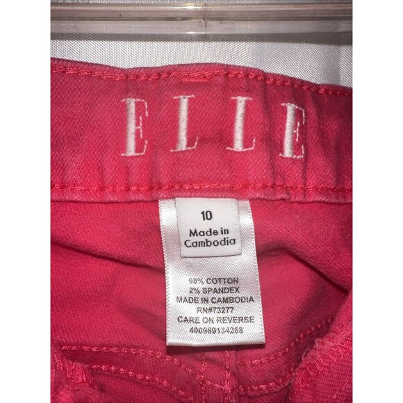 ELLE Women's Solid Bright Pink Mid-Rise Skinny Denim Jeans Pants Size 10 - Picture 3 of 11